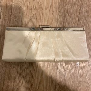Jessica McClintock white satin clutch